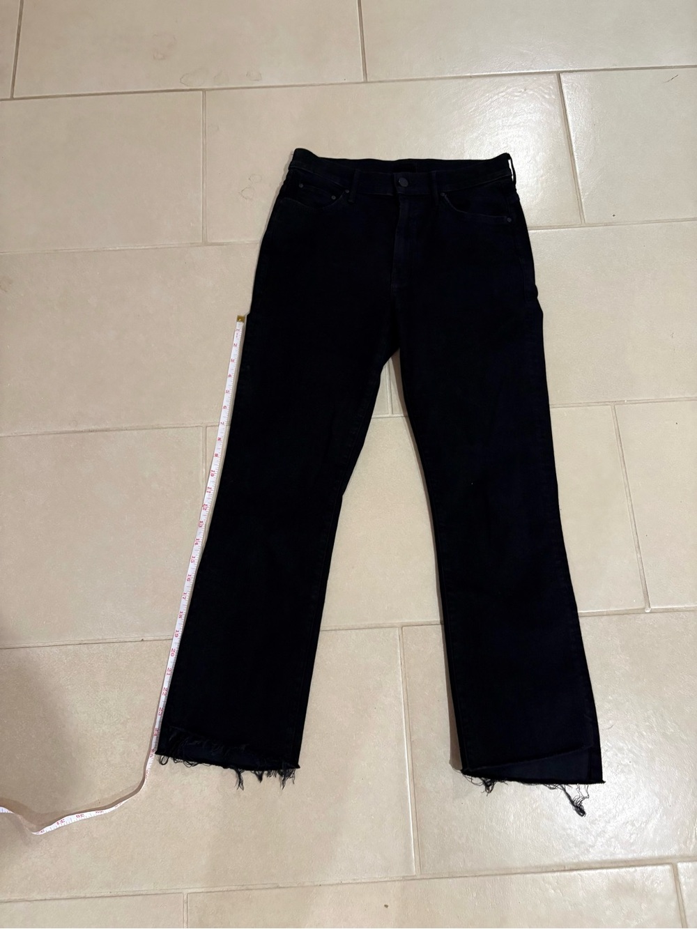 MOTHER The Insider Step Fray Black Jeans - High Rise - Raw Hem - size 28